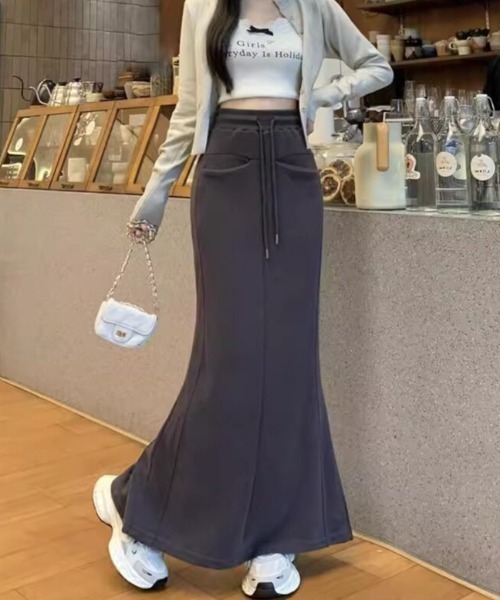 cammie(キャミー)の「フロント2ポケットスエットロングスカート(スカート・レディース・ダークグレー/ブラック・MEDIUM/LARGE)」の12枚目の写真