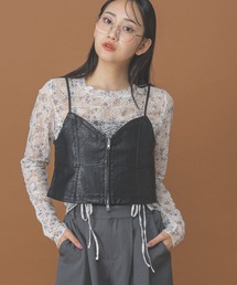 トップス leather bisuche アンダー ザ スターズ レザー ビスチェ トップ - Cider