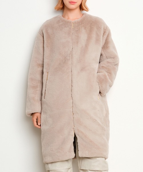 新品未使用TATRAS TAMIL タトラス タミル ファー ノーカラーコート TATRAS タトラス TAMIL タミル ロングコート ファーコート ノー