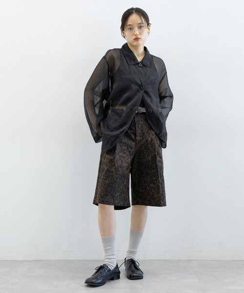 RAGEBLUE（レイジブルー）の「ルーズシアーシャツカバーオール（シャツ/ブラウス・レディース・ダークブラウン/ブラック/レッド系その他・FREE）」の5枚目の写真