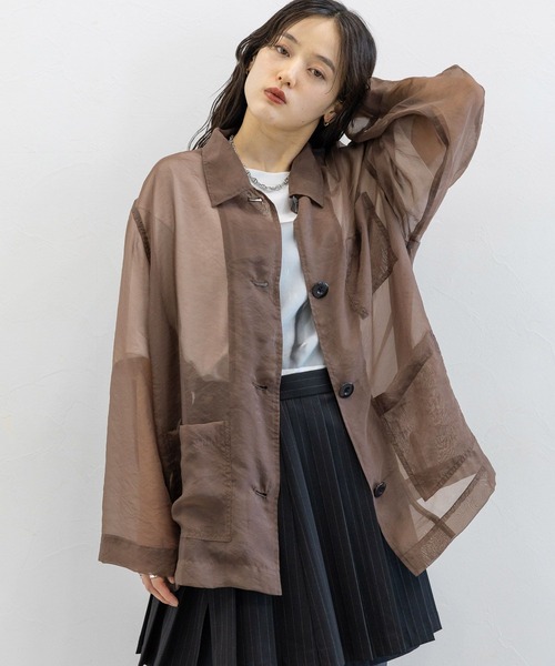 RAGEBLUE（レイジブルー）の「ルーズシアーシャツカバーオール（シャツ/ブラウス・レディース・ダークブラウン/ブラック/レッド系その他・FREE）」の14枚目の写真