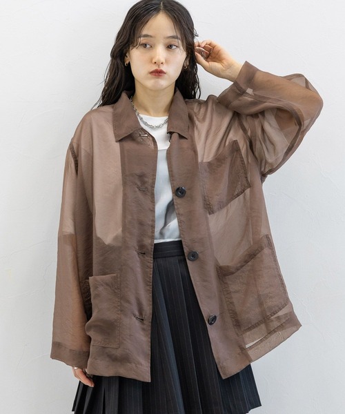 RAGEBLUE（レイジブルー）の「ルーズシアーシャツカバーオール（シャツ/ブラウス・レディース・ダークブラウン/ブラック/レッド系その他・FREE）」の15枚目の写真