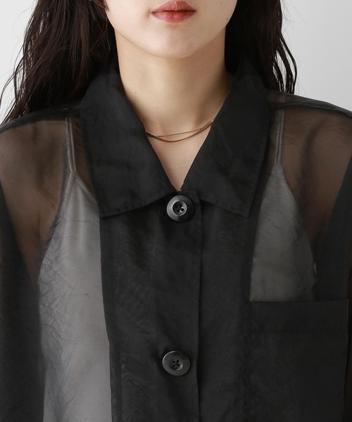 RAGEBLUE（レイジブルー）の「ルーズシアーシャツカバーオール（シャツ/ブラウス・レディース・ダークブラウン/ブラック/レッド系その他・FREE）」の19枚目の写真