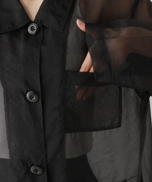 RAGEBLUE（レイジブルー）の「ルーズシアーシャツカバーオール（シャツ/ブラウス・レディース・ダークブラウン/ブラック/レッド系その他・FREE）」の22枚目の写真