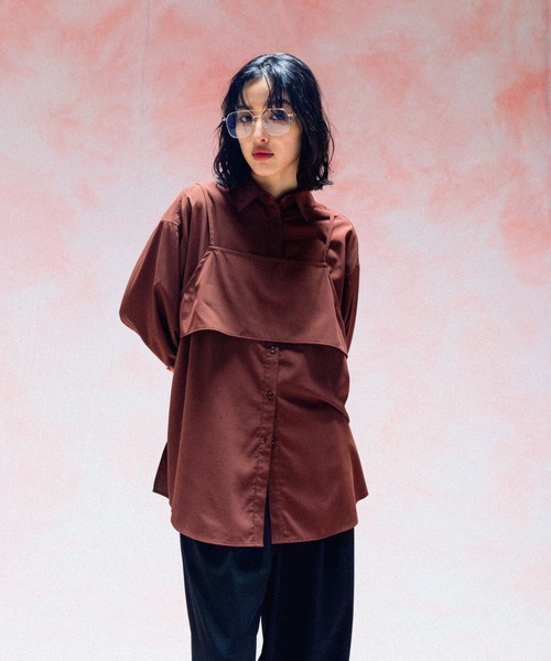 LEPSIM(レプシィム)の「キャミセットシャツ《2点セット》 577836(シャツ/ブラウス・レディース・ブラウン/グレイッシュベージュ/チャコールグレー・FREE)」の3枚目の写真