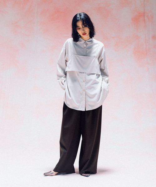 LEPSIM(レプシィム)の「キャミセットシャツ《2点セット》 577836(シャツ/ブラウス・レディース・ブラウン/グレイッシュベージュ/チャコールグレー・FREE)」の5枚目の写真