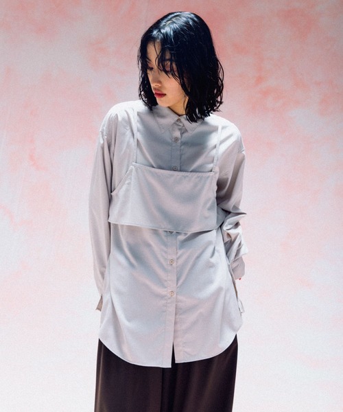 LEPSIM(レプシィム)の「キャミセットシャツ《2点セット》 577836(シャツ/ブラウス・レディース・ブラウン/グレイッシュベージュ/チャコールグレー・FREE)」の21枚目の写真