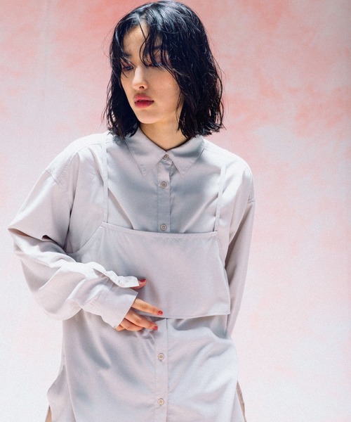 LEPSIM(レプシィム)の「キャミセットシャツ《2点セット》 577836(シャツ/ブラウス・レディース・ブラウン/グレイッシュベージュ/チャコールグレー・FREE)」の20枚目の写真