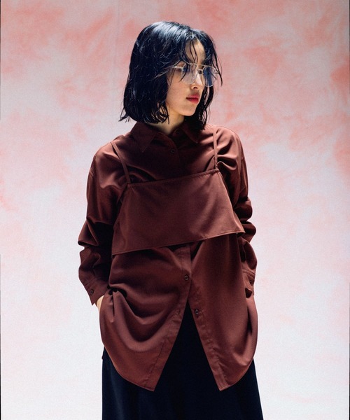 LEPSIM(レプシィム)の「キャミセットシャツ《2点セット》 577836(シャツ/ブラウス・レディース・ブラウン/グレイッシュベージュ/チャコールグレー・FREE)」の10枚目の写真