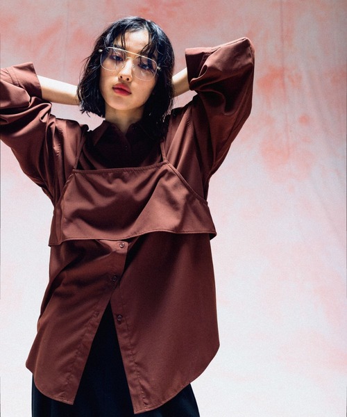 LEPSIM(レプシィム)の「キャミセットシャツ《2点セット》 577836(シャツ/ブラウス・レディース・ブラウン/グレイッシュベージュ/チャコールグレー・FREE)」の9枚目の写真