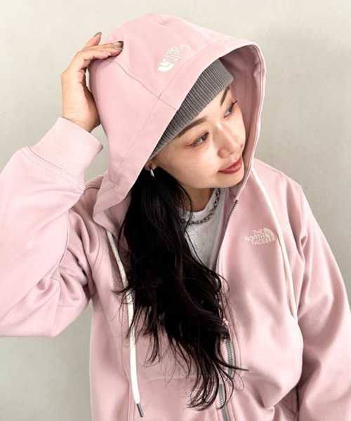 【デカロゴ】 ノースフェイス ジップアップ スウェット パーカー M ピンク ♪ THE NORTH FACE ジップパーカー 希少カラーデカロゴ ピンク×白色