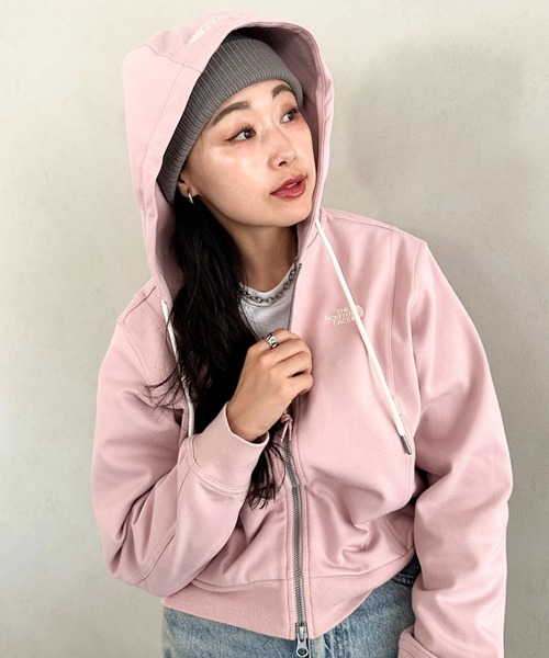 THE NORTH FACE（ザノースフェイス）の「国内未発売 THE NORTH FACE(ザ・ノースフェイス)/ワンポイント ロゴ刺繍 ダブルジップパーカー フーディ ショート丈/W'S VELUNA HOOD ZIP UP（パーカー・レディース・クリーム/ピンク/ブラック・S/L/M）」の4枚目の写真
