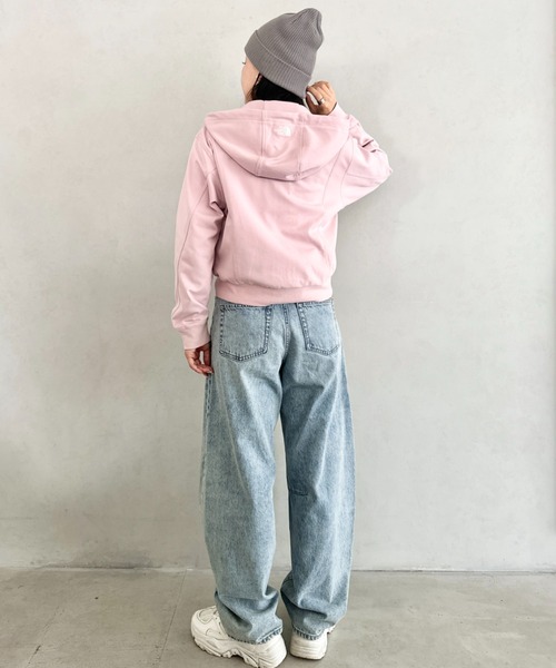 THE NORTH FACE（ザノースフェイス）の「国内未発売 THE NORTH FACE(ザ・ノースフェイス)/ワンポイント ロゴ刺繍 ダブルジップパーカー フーディ ショート丈/W'S VELUNA HOOD ZIP UP（パーカー・レディース・クリーム/ピンク/ブラック・S/L/M）」の6枚目の写真