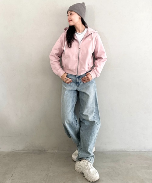 THE NORTH FACE（ザノースフェイス）の「国内未発売 THE NORTH FACE(ザ・ノースフェイス)/ワンポイント ロゴ刺繍 ダブルジップパーカー フーディ ショート丈/W'S VELUNA HOOD ZIP UP（パーカー・レディース・クリーム/ピンク/ブラック・S/L/M）」の7枚目の写真