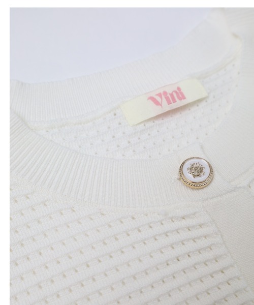 Vini(ヴィニ)の「【Vini】ワンポイント 刺繍 半袖 メッシュ ニット カーディガン(カーディガン/ボレロ・レディース・ブラック/ホワイト・SMALL/MEDIUM/LARGE)」の13枚目の写真