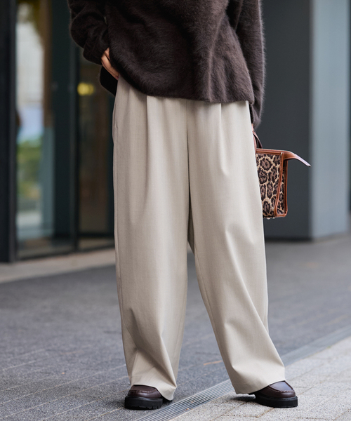 XIA0426 ≪手洗い可≫TWギャバリラックスパンツ（スラックス）｜FRAMeWORK