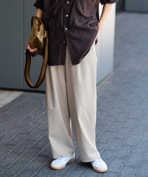 セール】≪手洗い可≫TWギャバリラックスパンツ（スラックス