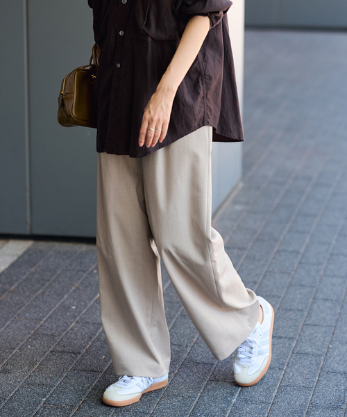 FRAMeWORK（フレームワーク）の「≪手洗い可≫TWギャバリラックスパンツ（スラックス・レディース・ベージュ/ブラウン/ブラック・34/36/38/40）」の4枚目の写真