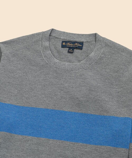 BROOKS BROTHERS(ブルックスブラザーズ)の「スーピマコットン チェストストライプ クルーネックセーター(ニット/セーター・メンズ・ネイビー/グレー・LARGE/MEDIUM/SMALL/X-LARGE)」の4枚目の写真