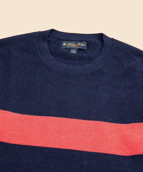 BROOKS BROTHERS(ブルックスブラザーズ)の「スーピマコットン チェストストライプ クルーネックセーター(ニット/セーター・メンズ・ネイビー/グレー・LARGE/MEDIUM/SMALL/X-LARGE)」の3枚目の写真
