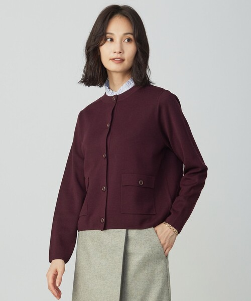 J.PRESS（ジェイプレス）の「WORETED WOOL BLEND カーディガン（カーディガン/ボレロ・レディース・パイングリーン系/ライトグレー系/ワイン系/ネイビー系・T13/T15）」の4枚目の写真