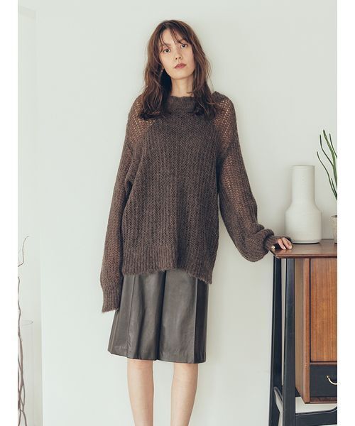 新品タグ付　タンクSETローゲージモヘアルーズプルオーバー　茶色 タンクSETローゲージモヘアルーズプルオーバー（ニット）｜Mila