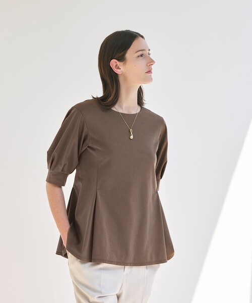 Paul Stuart(ポールスチュアート)の「【ウォッシャブル/接触冷感/UV対策】コンパクトポンチ プルオーバー(Tシャツ/カットソー・レディース・ホワイト/ブラウン/ブラック・6)」の3枚目の写真