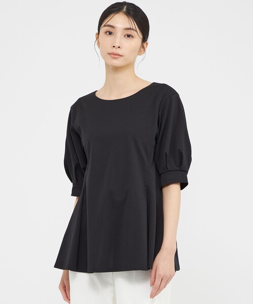 Paul Stuart(ポールスチュアート)の「【ウォッシャブル/接触冷感/UV対策】コンパクトポンチ プルオーバー(Tシャツ/カットソー・レディース・ホワイト/ブラウン/ブラック・6)」の2枚目の写真