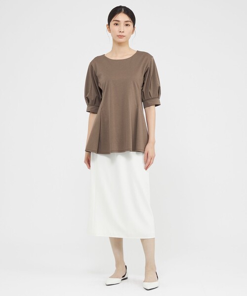 Paul Stuart(ポールスチュアート)の「【ウォッシャブル/接触冷感/UV対策】コンパクトポンチ プルオーバー(Tシャツ/カットソー・レディース・ホワイト/ブラウン/ブラック・6)」の6枚目の写真