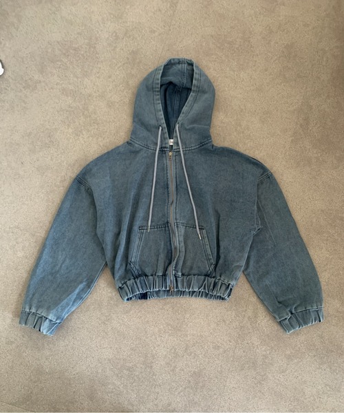 lilful（リルフル）の「配色ステッチ ダブルジップ オーバーサイズデニムパーカー（ブルゾン・レディース・ブラック/ブルー・F）」の22枚目の写真