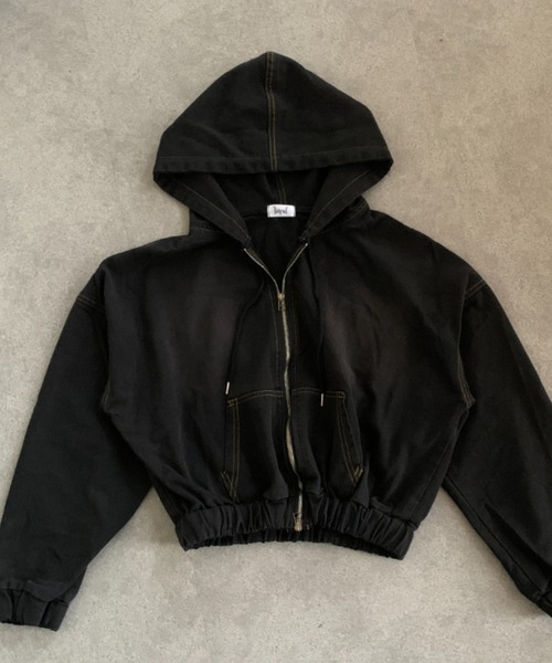 lilful（リルフル）の「配色ステッチ ダブルジップ オーバーサイズデニムパーカー（ブルゾン・レディース・ブラック/ブルー・F）」の18枚目の写真