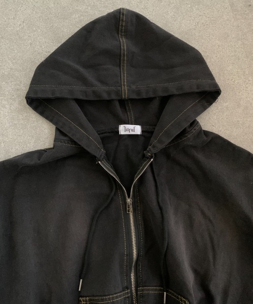 lilful（リルフル）の「配色ステッチ ダブルジップ オーバーサイズデニムパーカー（ブルゾン・レディース・ブラック/ブルー・F）」の19枚目の写真