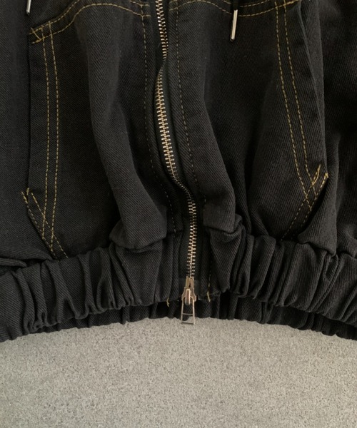 lilful（リルフル）の「配色ステッチ ダブルジップ オーバーサイズデニムパーカー（ブルゾン・レディース・ブラック/ブルー・F）」の21枚目の写真