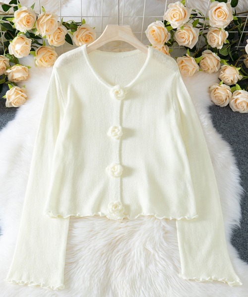 Vini(ヴィニ)の「フラワー モチーフ ニット プルオーバー(ニット/セーター・レディース・ホワイト・LARGE/MEDIUM)」の1枚目の写真