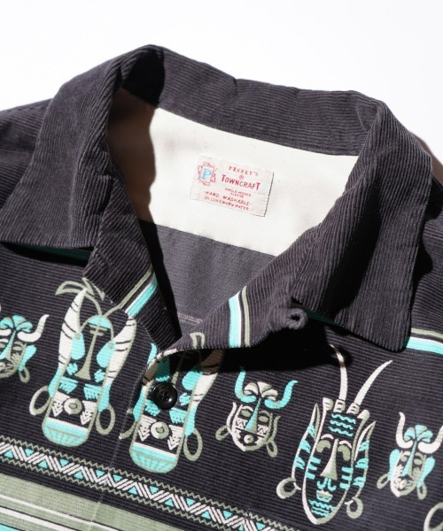 TOWNCRAFT（タウンクラフト）の「TOWNCRAFT / タウンクラフト VINTAGE CORDUROY SHIRTS ネイティブ柄 アフリカンマスク柄 コーデュロイシャツ（シャツ/ブラウス・メンズ・ブラック/その他1/その他2/チャコールグレー・MEDIUM/LARGE）」の15枚目の写真