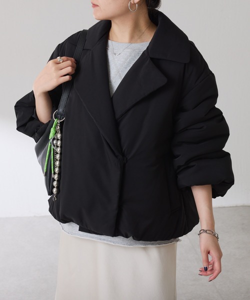 COLLAGE GALLARDAGALANTE（コラージュガリャルダガランテ）の「ウォッシャブル中綿ジャケット（その他アウター・レディース・キャメル/ブラック・FREE）」の2枚目の写真