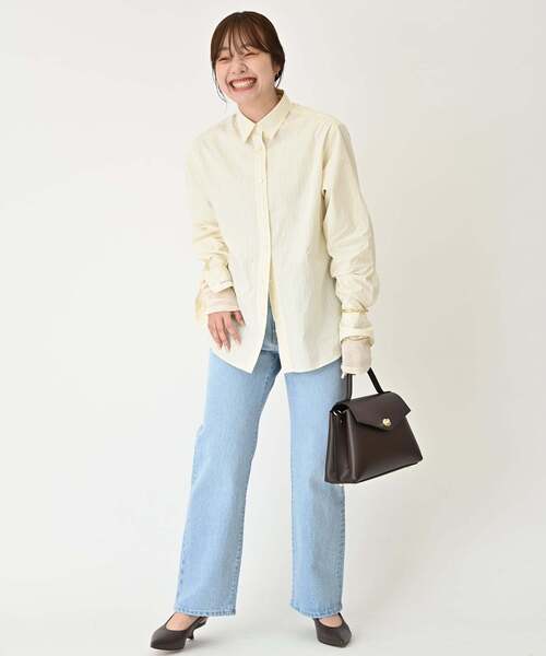 SLOBE IENA（スローブイエナ）の「《WEB限定/追加》HAPPYCOLOR SHIRT（シャツ/ブラウス・レディース・ブラウン/サックスブルー/ピンク/イエロー/ライトグリーン・FREE）」の14枚目の写真