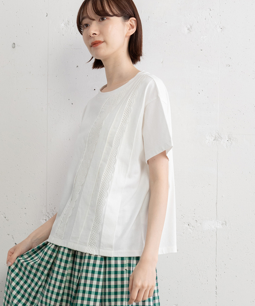 POU DOU DOU(プードゥドゥ)の「フロントレースタックプルオーバー(Tシャツ/カットソー・レディース・ブラック/オフホワイト・M)」の5枚目の写真