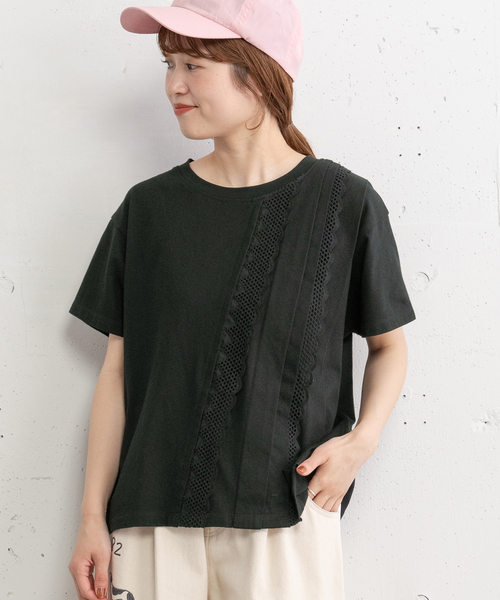 POU DOU DOU(プードゥドゥ)の「フロントレースタックプルオーバー(Tシャツ/カットソー・レディース・ブラック/オフホワイト・M)」の14枚目の写真