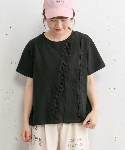 POU DOU DOU(プードゥドゥ)の「フロントレースタックプルオーバー(Tシャツ/カットソー・レディース・ブラック/オフホワイト・M)」の16枚目の写真