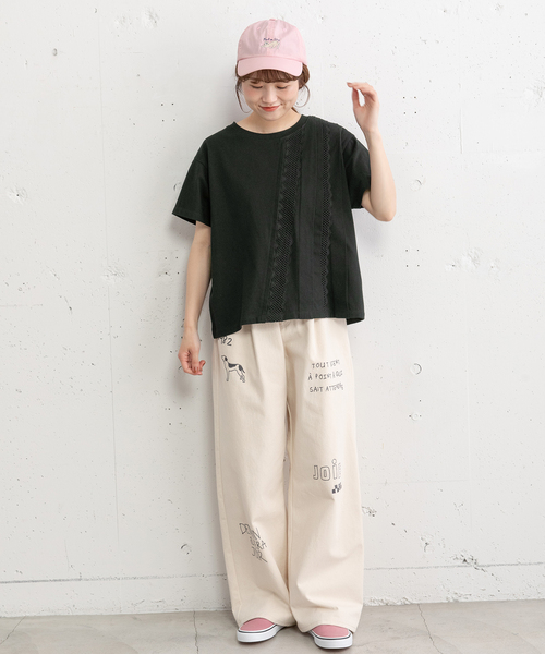 POU DOU DOU(プードゥドゥ)の「フロントレースタックプルオーバー(Tシャツ/カットソー・レディース・ブラック/オフホワイト・M)」の19枚目の写真