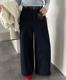 ベルトポーチ付き ハイウエスト ストレート ワイド パンツ