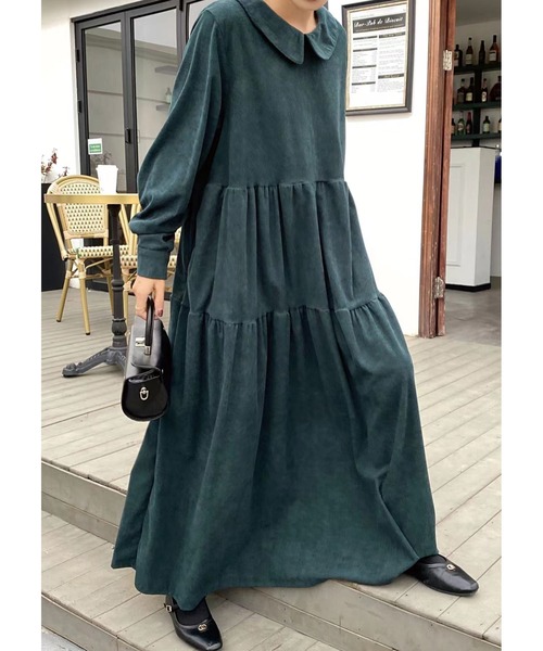 FAVORITO(ファヴォリート)の「長袖デカ襟コーデュロイワンピース(ワンピース・レディース・ダークグリーン/ブラック/ブラウン・F)」の19枚目の写真