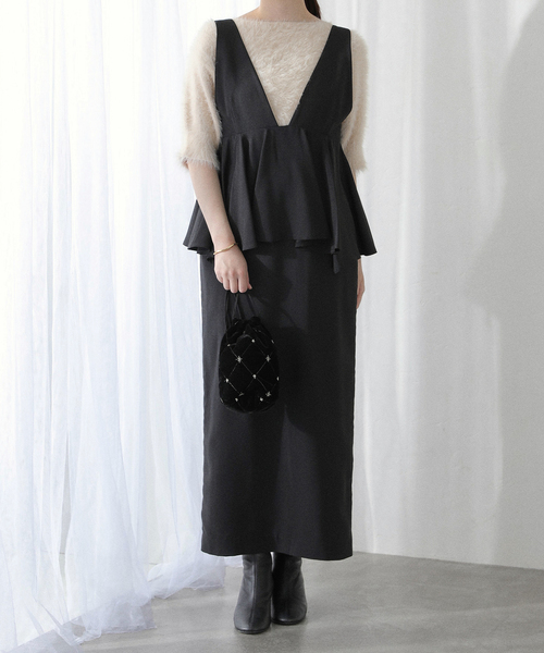 La TOTALITE（ラトータリテ）の「【洗える】ペプラムレイヤードワンピース（ワンピース・レディース・ブラック/ウッド・38/36）」の4枚目の写真