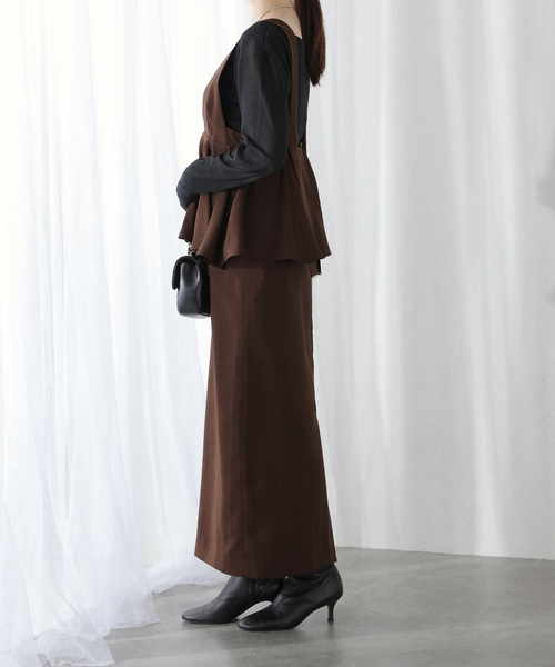 La TOTALITE（ラトータリテ）の「【洗える】ペプラムレイヤードワンピース（ワンピース・レディース・ブラック/ウッド・38/36）」の21枚目の写真