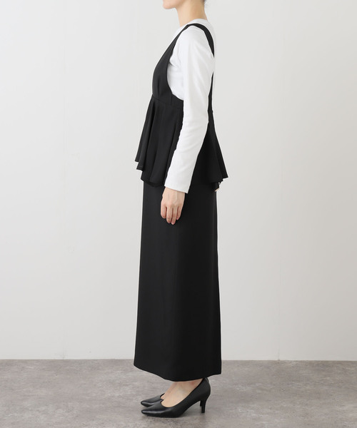 La TOTALITE（ラトータリテ）の「【洗える】ペプラムレイヤードワンピース（ワンピース・レディース・ブラック/ウッド・38/36）」の6枚目の写真