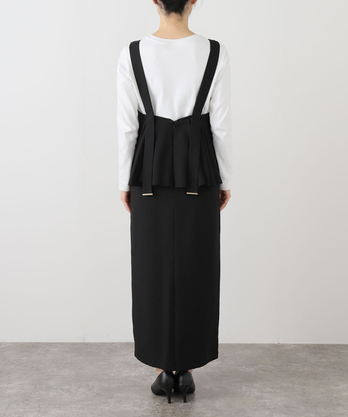 La TOTALITE（ラトータリテ）の「【洗える】ペプラムレイヤードワンピース（ワンピース・レディース・ブラック/ウッド・38/36）」の5枚目の写真