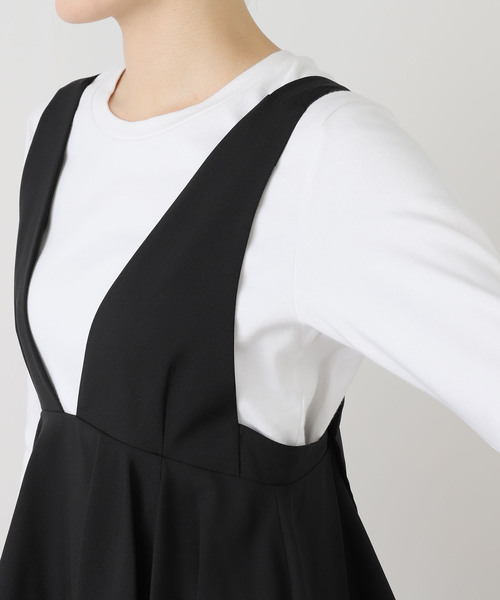 La TOTALITE（ラトータリテ）の「【洗える】ペプラムレイヤードワンピース（ワンピース・レディース・ブラック/ウッド・38/36）」の3枚目の写真