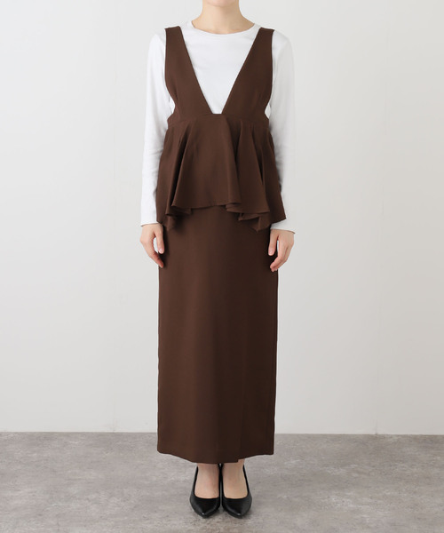 La TOTALITE（ラトータリテ）の「【洗える】ペプラムレイヤードワンピース（ワンピース・レディース・ブラック/ウッド・38/36）」の14枚目の写真