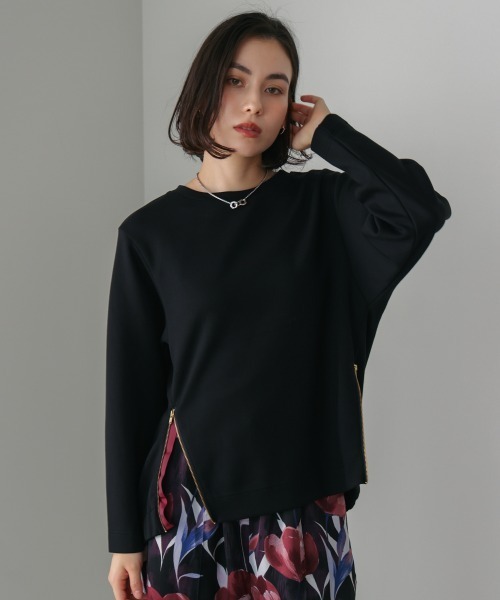 Bou Jeloud（ブージュルード）の「シルキーダンボールサイドファスナープルオーバー（スウェット・レディース・オフホワイト/杢グレー/ブラック/オレンジ・FREE）」の3枚目の写真